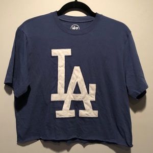 LA embroidered crop top t-shirt